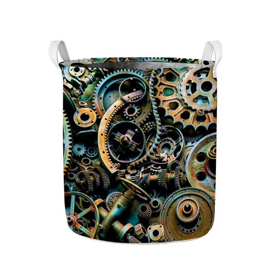 Steampunk Cogs And Gears Print Collapsible Laundry Basket