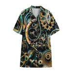 Steampunk Cogs And Gears Print Cotton Hawaiian Shirt
