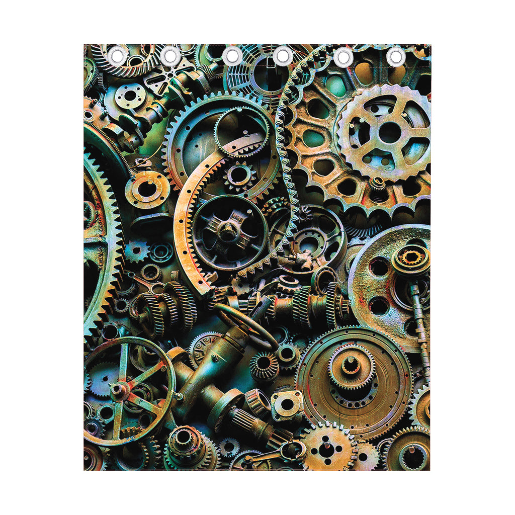 Steampunk Cogs And Gears Print Curtain