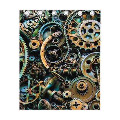 Steampunk Cogs And Gears Print Curtain