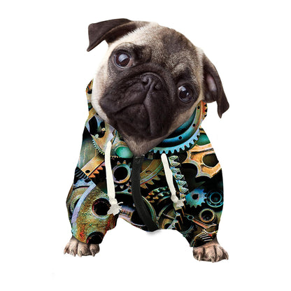 Steampunk Cogs And Gears Print Dog Zip Up Hoodie