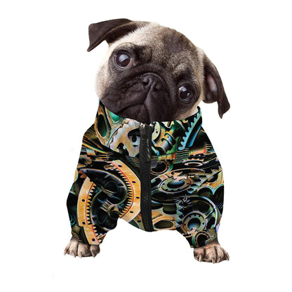 Steampunk Cogs And Gears Print Dog Zip Up Jacket