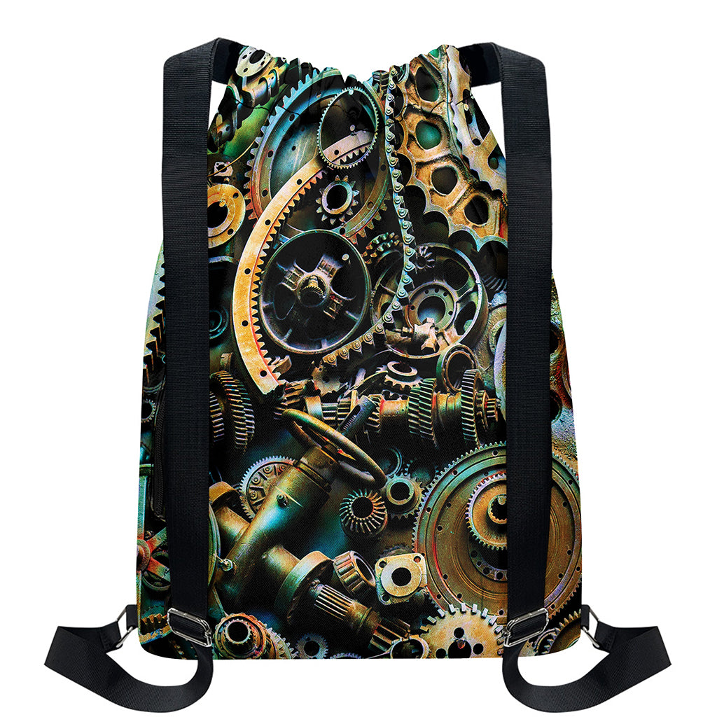 Steampunk Cogs And Gears Print Drawstring Backpack