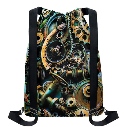 Steampunk Cogs And Gears Print Drawstring Backpack