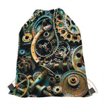 Steampunk Cogs And Gears Print Drawstring Bag
