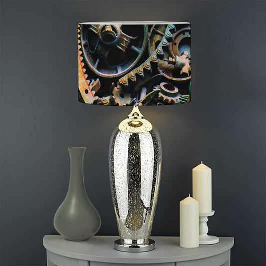 Steampunk Cogs And Gears Print Drum Lamp Shade