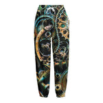 Steampunk Cogs And Gears Print Fleece Lined Knit Pants
