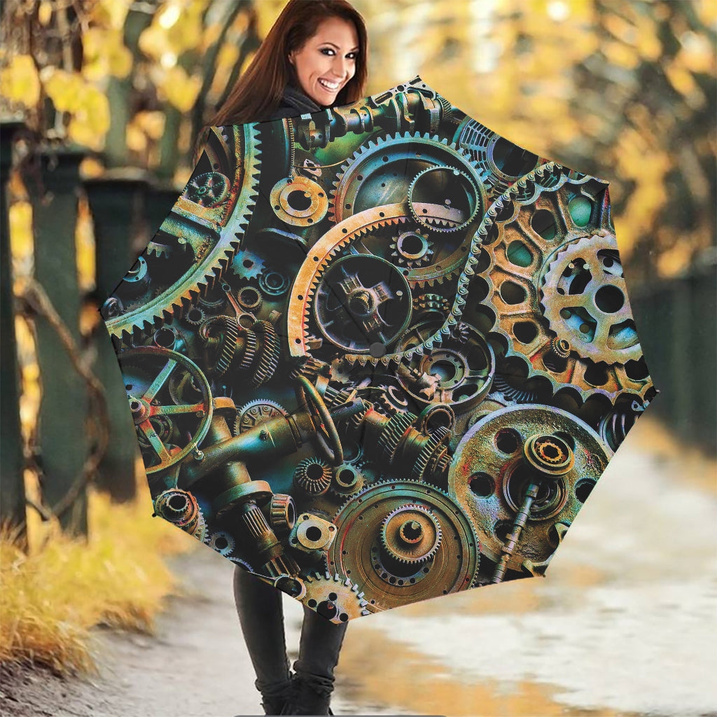 Steampunk Cogs And Gears Print Foldable Umbrella