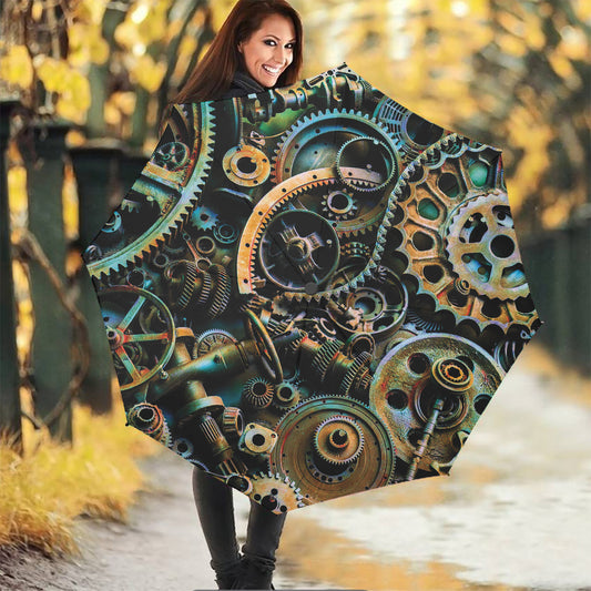 Steampunk Cogs And Gears Print Foldable Umbrella
