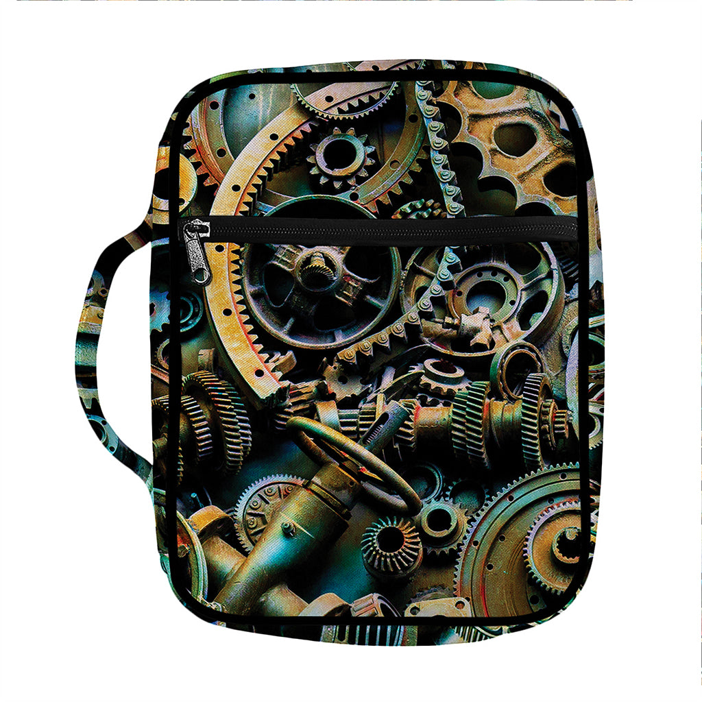 Steampunk Cogs And Gears Print Front Pocket Bible Bag