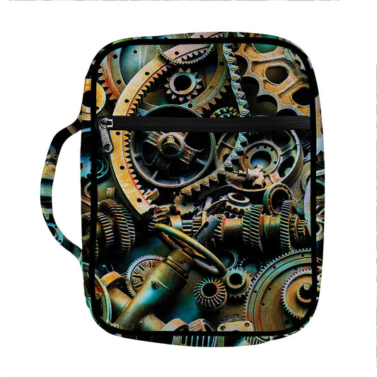 Steampunk Cogs And Gears Print Front Pocket Bible Bag