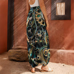 Steampunk Cogs And Gears Print Harem Pants