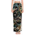 Steampunk Cogs And Gears Print High Slit Maxi Skirt