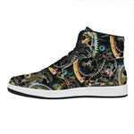 Steampunk Cogs And Gears Print High Top Leather Sneakers