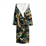 Steampunk Cogs And Gears Print Hooded Bathrobe
