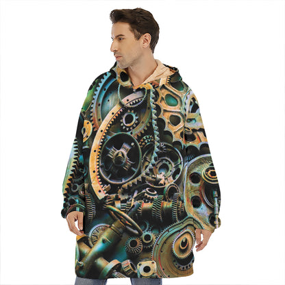 Steampunk Cogs And Gears Print Hoodie Blanket