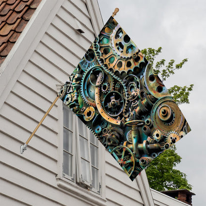 Steampunk Cogs And Gears Print House Flag