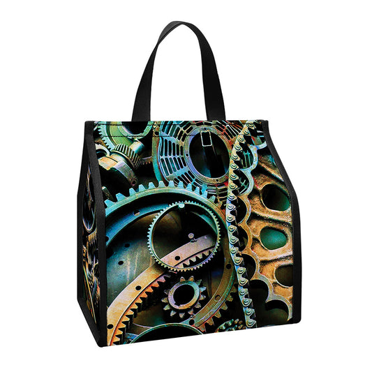 Steampunk Cogs And Gears Print Insulated Lunch Tote