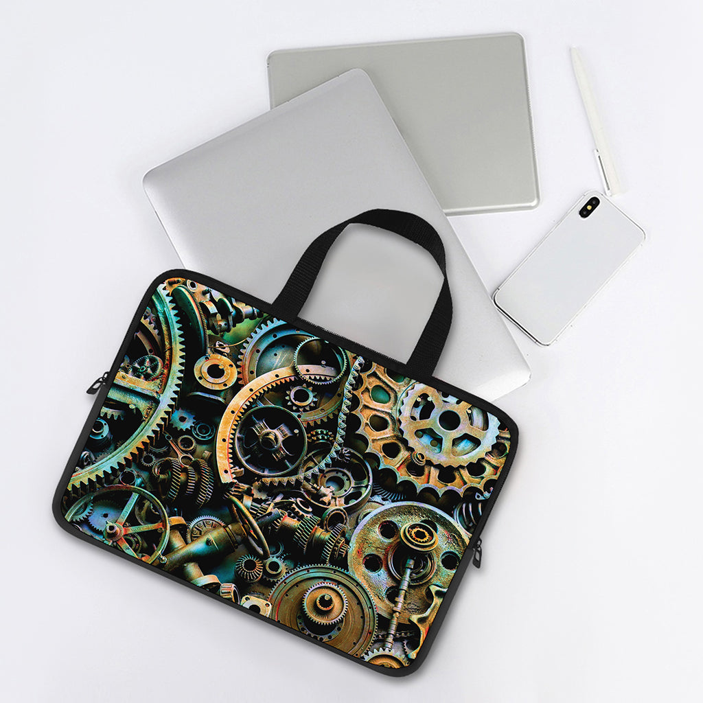 Steampunk Cogs And Gears Print Laptop Sleeve With Handle