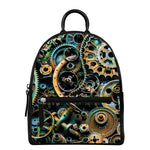 Steampunk Cogs And Gears Print Leather Backpack