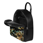 Steampunk Cogs And Gears Print Leather Backpack
