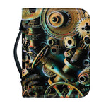 Steampunk Cogs And Gears Print Leather Bible Cover
