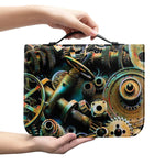 Steampunk Cogs And Gears Print Leather Bible Cover