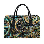 Steampunk Cogs And Gears Print Leather Duffle Bag