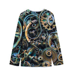 Steampunk Cogs And Gears Print Long Sleeve Short Coat