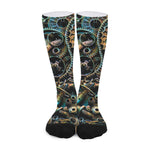 Steampunk Cogs And Gears Print Long Socks