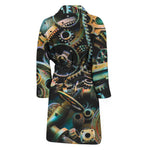 Steampunk Cogs And Gears Print Men's Bathrobe