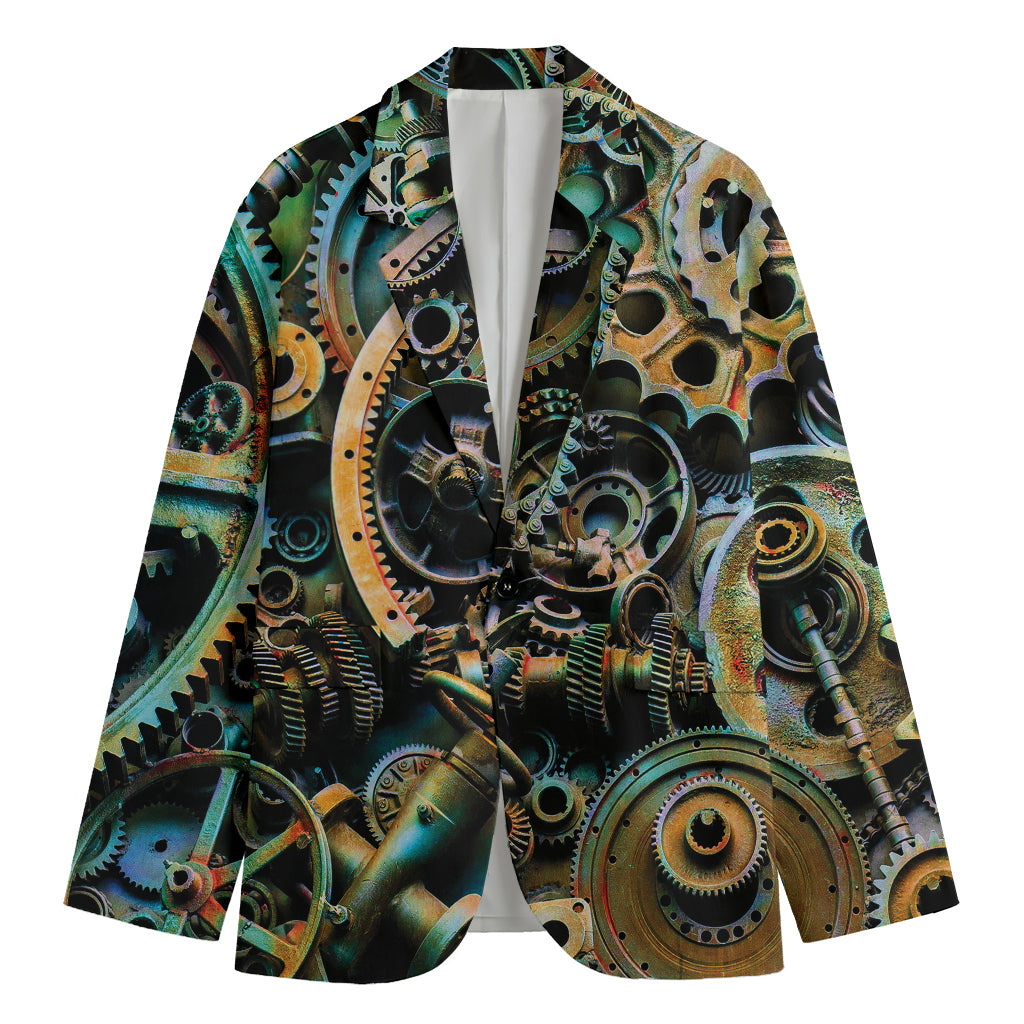 Steampunk Cogs And Gears Print Men's Cotton Blazer