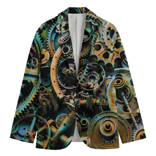 Steampunk Cogs And Gears Print Men's Cotton Blazer