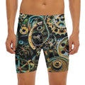 Steampunk Cogs And Gears Print Men's Long Boxer Briefs