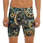 Steampunk Cogs And Gears Print Men's Long Boxer Briefs