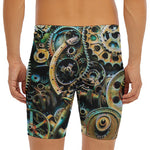 Steampunk Cogs And Gears Print Men's Long Boxer Briefs