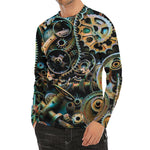 Steampunk Cogs And Gears Print Men's Long Sleeve Rash Guard