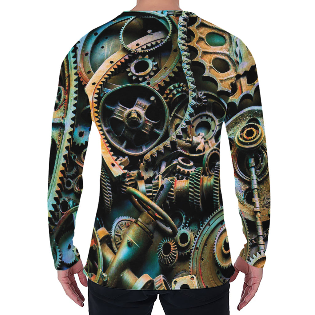 Steampunk Cogs And Gears Print Men's Long Sleeve T-Shirt