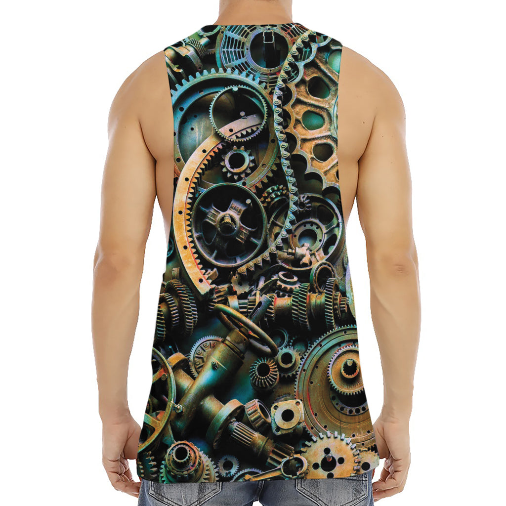 Steampunk Cogs And Gears Print Men's Muscle Tank Top