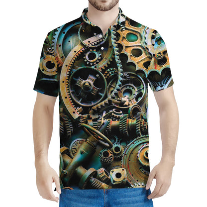 Steampunk Cogs And Gears Print Men's Polo Shirt