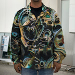 Steampunk Cogs And Gears Print Men's Shirt Jacket