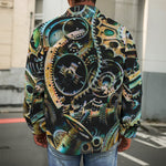 Steampunk Cogs And Gears Print Men's Shirt Jacket
