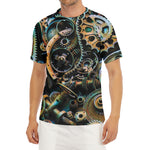 Steampunk Cogs And Gears Print Men's Short Sleeve Rash Guard