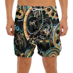 Steampunk Cogs And Gears Print Men's Split Running Shorts