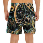 Steampunk Cogs And Gears Print Men's Split Running Shorts