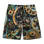 Steampunk Cogs And Gears Print Men's Swim Trunks