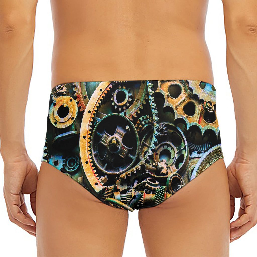 Steampunk Cogs And Gears Print Men's Triangle Swim Briefs