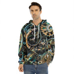 Steampunk Cogs And Gears Print Men's Velvet Pullover Hoodie