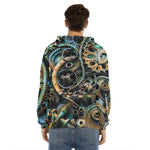 Steampunk Cogs And Gears Print Men's Velvet Pullover Hoodie