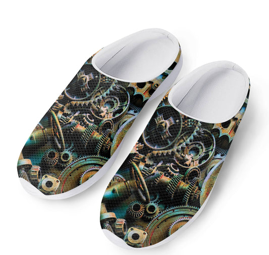 Steampunk Cogs And Gears Print Mesh Casual Shoes